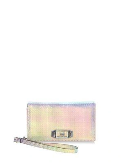 Rebecca Minkoff Love Lock Wristlet Iphone X Case In Holographic Leather/silver