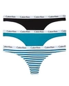 Calvin Klein Carousel Cotton Thong 3-pack Qd3587 In Black/mesmerize/stripe
