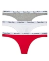 Calvin Klein Carousel Cotton Thong 3-pack Qd3587 In Empower/white/gray