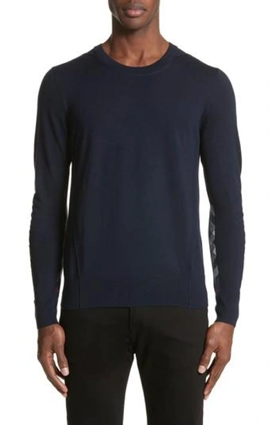 Burberry Men's Carter Check-trim Wool Sweater, Charcoal