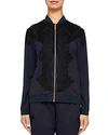 TED BAKER TED SAYS RELAX SADIET LACE-DETAIL BOMBER JACKET,WH8WGJ71SADIET10-NAV