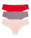 Calvin Klein Invisibles Thong 3-pack Qd3558 In Empower/rose/jasper Heart