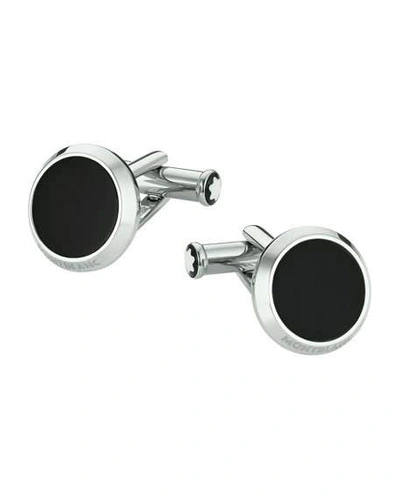 Montblanc Meisterstück Stainless Steel And Onyx Cufflinks In Black