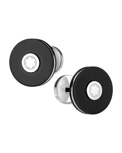 Montblanc Pix Stainless Steel And Resin Cufflinks In Black