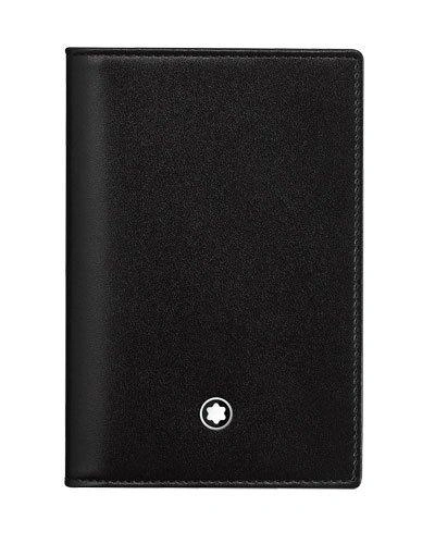 Montblanc Meisterstuck Leather Business Card Holder With Gusset In Black
