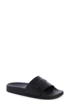 Balmain Calypso Logo-embossed Leather Slides In Black