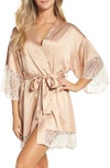 Flora Nikrooz Gabby Satin Kimono Robe In Mocha