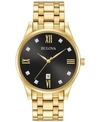 Bulova Classic Mens Gold Tone Stainless Steel Bracelet Watch 97d108 In Gold