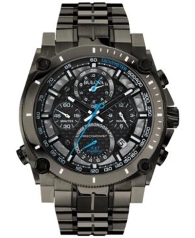 Bulova Precisionist Mens Chronograph Gray Stainless Steel Bracelet Watch 98b229 In Black