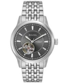 Bulova Men's Automatic Stainless Steel Bracelet Watch 40mm 96a190 In Silver