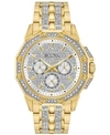 Bulova Men's Crystal Accented Gold-tone Stainless Steel Bracelet Watch 43mm