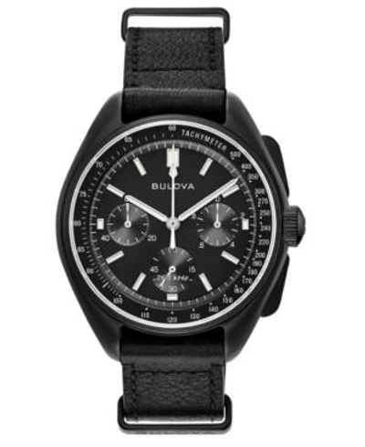 Bulova Lunar Pilot Mens Black Leather Strap Watch 98a186