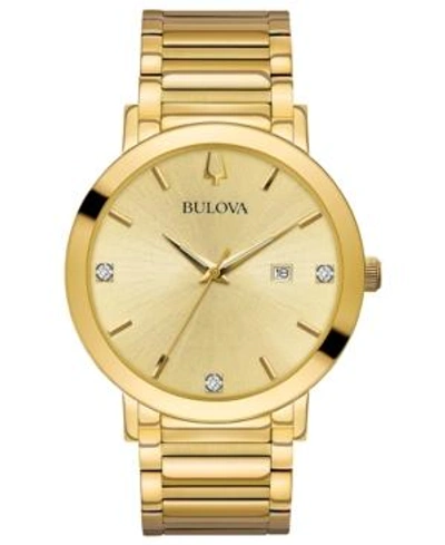 Bulova Men's Futuro Diamond Dress Diamond-accent Gold-tone Stainless Steel Bracelet Watch 42mm