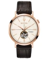 BULOVA MEN'S AUTOMATIC BROWN LEATHER STRAP WATCH 41MM