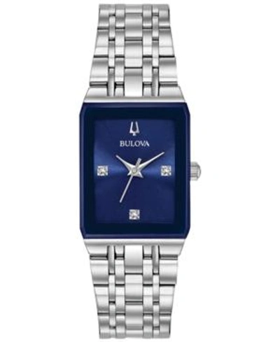 Bulova Women's Futuro Diamond-accent Stainless Steel Bracelet Watch 21x32mm, Created For Macy's In Silver