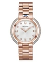 BULOVA WOMEN'S RUBAIYAT DIAMOND (1/4 CT. T.W.) ROSE GOLD-TONE STAINLESS STEEL BRACELET WATCH 35MM