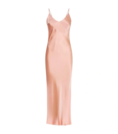 Gilda & Pearl Long Silk Slip Dress In Pink