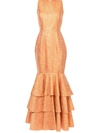 Bambah Double Ruffle Gown In Yellow