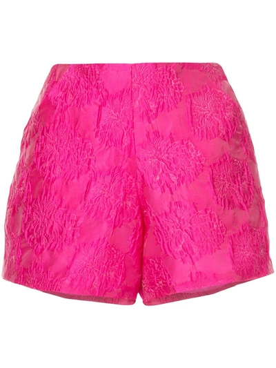 Bambah High Waisted Textured Shorts In Pink
