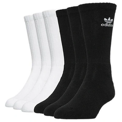 Adidas Originals Trefoil 6-pack Cushioned Crew Socks In Black/white