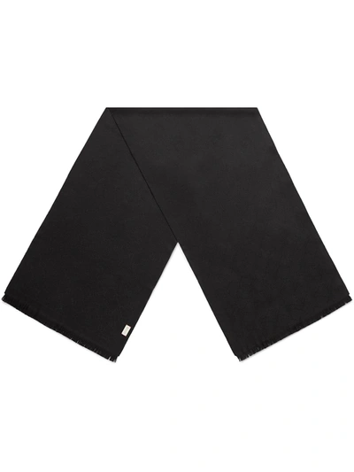 Gucci Gg Jacquard Wool Scarf In Black