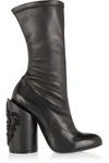 GIVENCHY GIVENCHY WOMAN CRYSTAL-EMBELLISHED LEATHER BOOTS BLACK,3074457345618157275