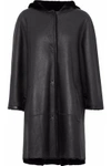 YVES SALOMON WOMAN REVERSIBLE HOODED SHEARLING COAT BLACK,AU 4772211930107006