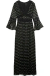 ANNA SUI WOMAN LACE-TRIMMED PRINTED SILK-BLEND CREPON MAXI DRESS BLACK,US 1998551929256730