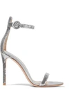 Gianvito Rossi Portofino Sequined Satin Sandals In Silver