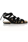 PAUL ANDREW WOMAN LACE-UP ELAPHE AND SUEDE SANDALS BLACK,US 1071994536678552