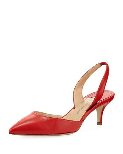 Paul Andrew Rhea Leather Slingback Pump In Red