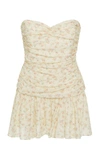 Loveshackfancy Elise Strapless Floral Mini Dress In Yellow