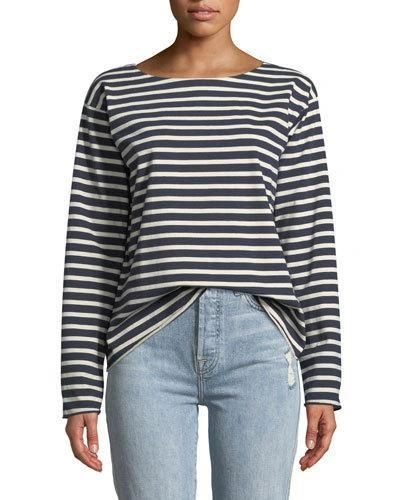 M.i.h. Jeans Mariniere Striped Cotton-jersey Top In Navy