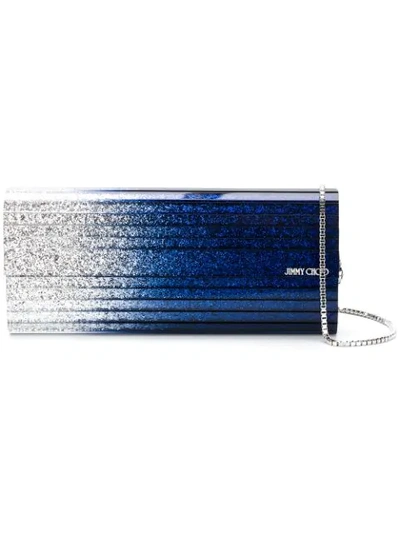 Jimmy Choo Sweetie Silver And Navy Dégradé Glitter Acrylic Clutch Bag In Navy Silver