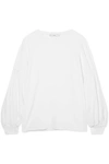 TIBI RIBBED JERSEY-TRIMMED CREPE TOP