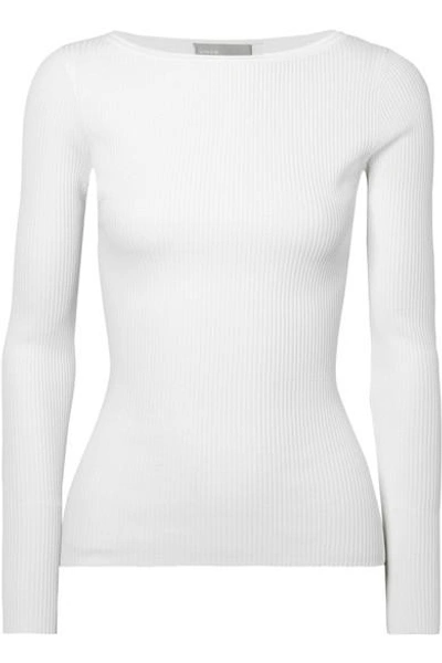 Vince Crewneck Long-sleeve Ribbed Pullover Jumper In White