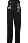 TIBI EASRON LACE-UP COTTON-BLEND TAPERED PANTS