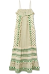 DODO BAR OR TASSELED STRIPED COTTON-GAUZE MAXI DRESS