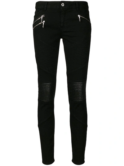 Just Cavalli Slim Biker Jeans In Black