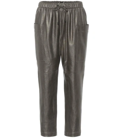 Brunello Cucinelli Metallic Leather Ankle Jogger Pants