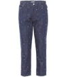 MIU MIU CRYSTAL-EMBELLISHED CROPPED JEANS,P00298199