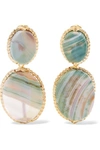 ROSANTICA PARCHE GOLD-TONE AGATE CLIP EARRINGS