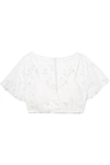 RIME ARODAKY ARWEN CROPPED EMBROIDERED TULLE AND CREPE TOP