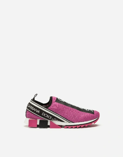 Dolce & Gabbana Sorrento Stretch-mesh Sneakers In Pink