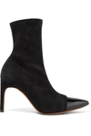 GIVENCHY GRAPHIC PATENT LEATHER-TRIMMED SUEDE SOCK BOOTS