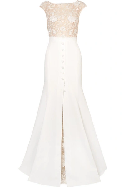 Rime Arodaky Sewell Lace And Crepe Gown In White