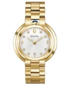 Bulova Women's Rubaiyat Diamond-accent Gold-tone Stainless Steel Bracelet Watch 35mm In White/gold