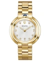 Bulova Rubaiyat Womens Diamond Accent Gold Tone Stainless Steel Bracelet Watch 97p125