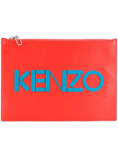 Kenzo Logo Clutch Bag In Rosso