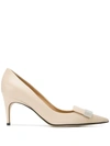 Sergio Rossi Sr1 75 Embellished Patent-leather Pumps In Neutral